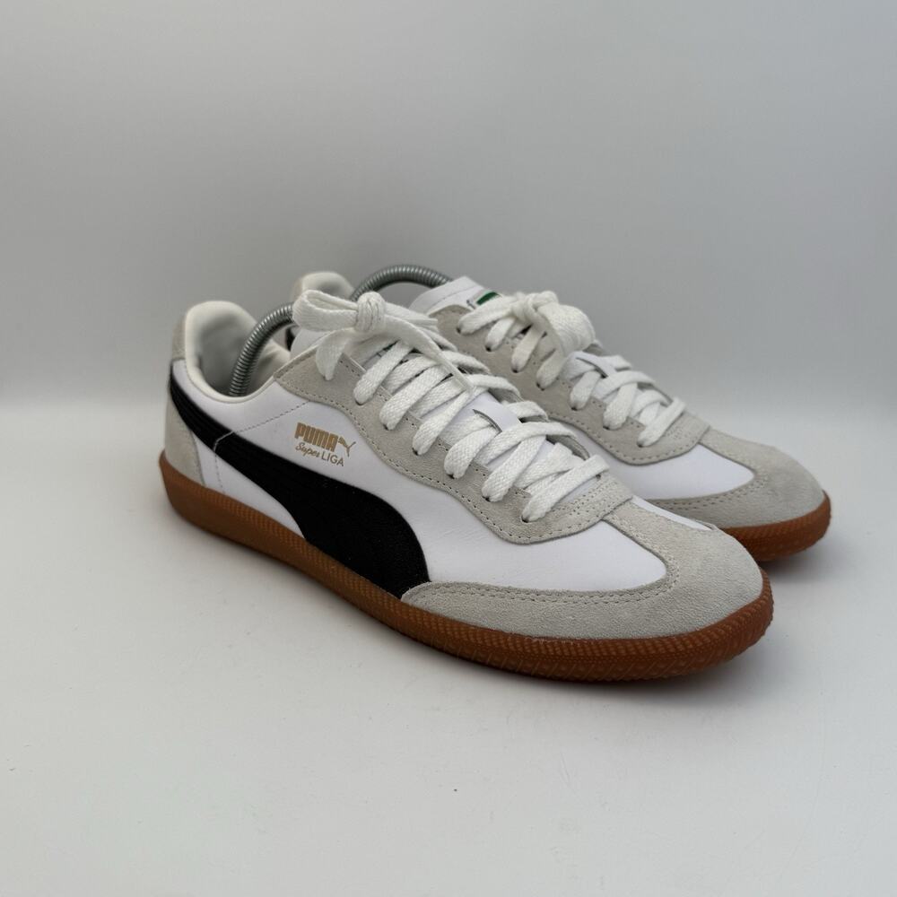 Puma Super Liga OG Retro White and Black Sneakers Mens Size 9 Gum Bottom Shoes